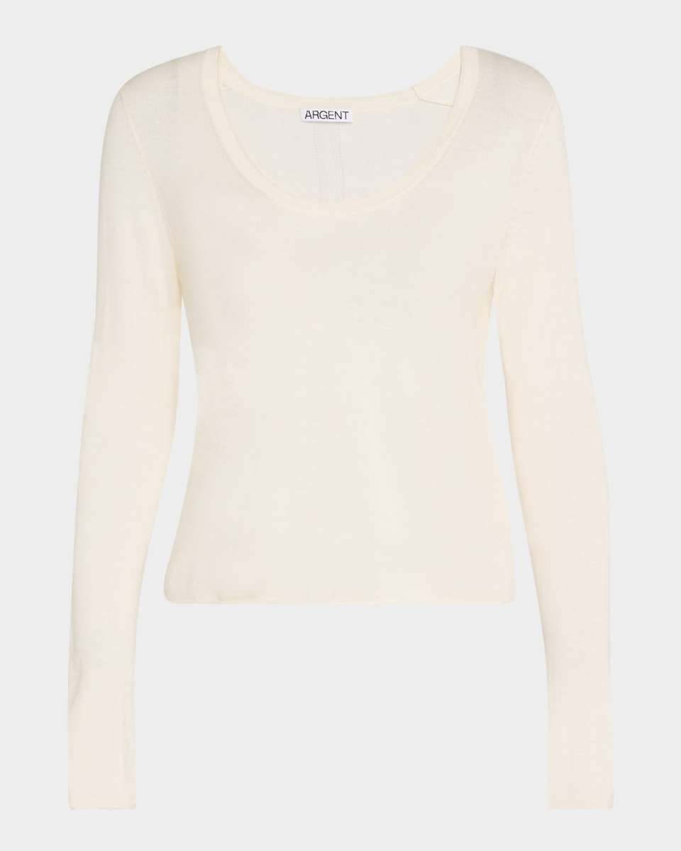 Scoop-Neck Knit T-Shirt